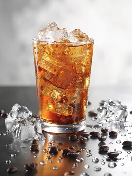 Irresistible Iced Coffee Delight: A Refreshing Blend of Beans and Ice Generative AI