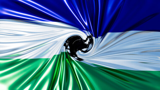 Swirling Elegance of Lesotho Flag in Abstract Art Form