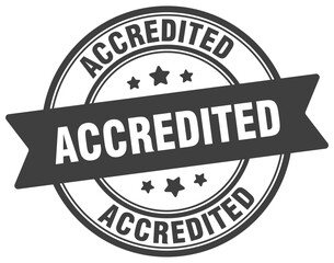accredited stamp. accredited label on transparent background. round sign