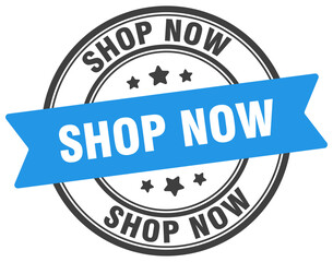 shop now stamp. shop now label on transparent background. round sign
