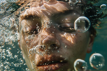 teenager underwater 