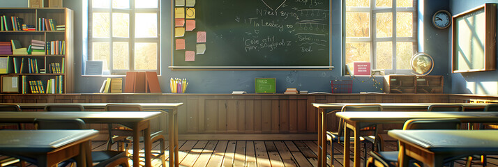 Classroom sunlight anime visual novel game,Classroom seat anime visual novel game School education,high-quality classroom theme digital backdrop for Teacher s Day, suitable for virtual teaching .