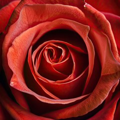 Detailed view of the swirling pattern of petals in a rose