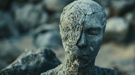 Stone faceless man sculpture statue wallpaper background