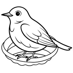 Robin bird in nest, on white background logo icon vector illustration
