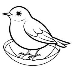 Robin bird in nest, on white background logo icon vector illustration