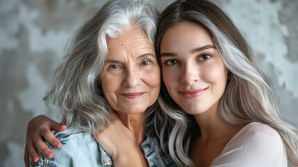 Portrait of senior woman with daughter 