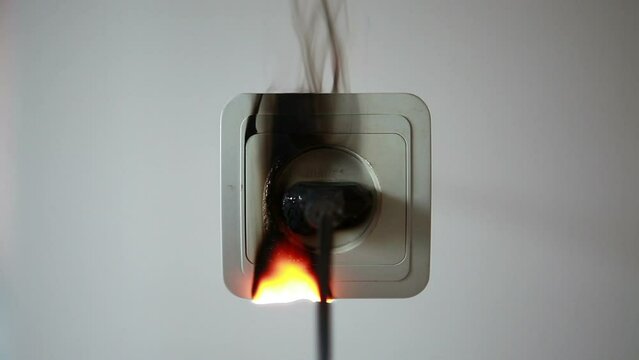 Short circuit in the socket.Fire in the power outlet.Old faulty wiring.
