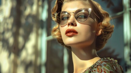 Vintage Glam a girl in a vintageinspired outfit, with a retro dress, cateye sunglasses, and vintage accessories, channeling old Hollywood glamour with a modern twist