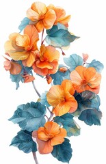 Vibrant Watercolor Botanical Illustration of Begonias in Dense Arrangement Generative AI