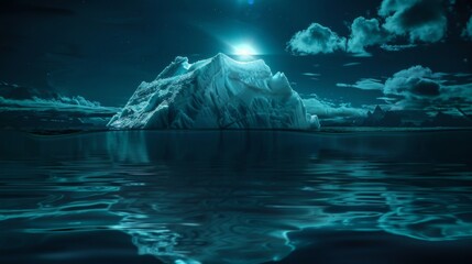Iceberg ice on dark background sea wallpaper