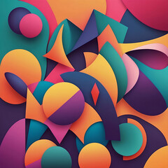 Serene Abstractions: Floating Through Multi-Color Shapes, serene