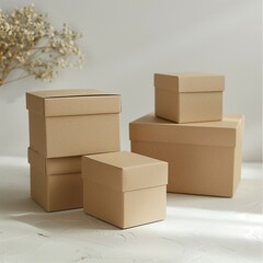 Simple boxes on a neutral background. Shopping, sales