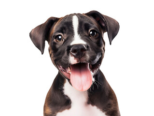 Happy dog portrait isolated on transparent background. Png format