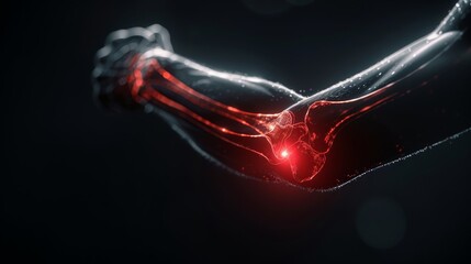 Illustration hand and elbow pain on dark background