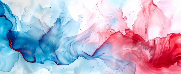 Abstract Fluid Art in Red, White, and Blue. Labor Day, Independence Day, Memorial Day banner - obrazy, fototapety, plakaty