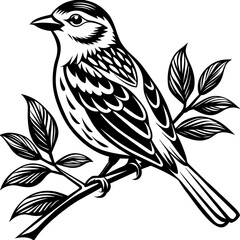     Bird on a branch vector illustration.
