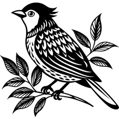     Bird on a branch vector illustration.
