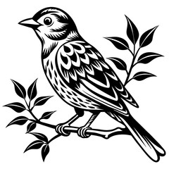     Bird on a branch vector illustration.
