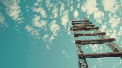  Ladder reaching towards sky background wallpaper concept