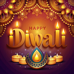 Happy Diwali wishes greeting card design 