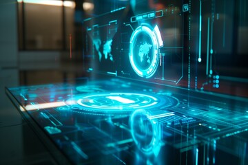 Futuristic holographic interface technology display