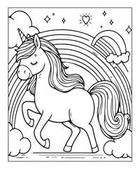 cute unicorn coloring page for kids