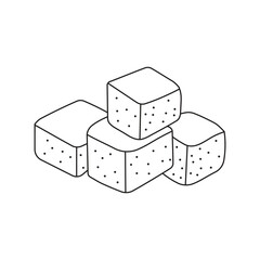 Hand drawn Kids drawing cartoon Vector illustration cheese cubes icon Isolated on White