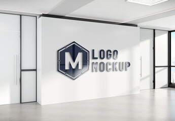 Logo Mockup On Office Wall - obrazy, fototapety, plakaty