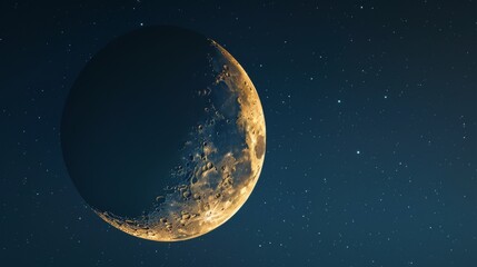 Half moon in the dark sky background wallpaper concept