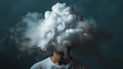Person with cloud for head background wallpaper concept