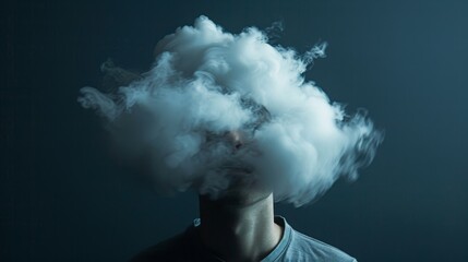 Person with cloud for head background wallpaper concept