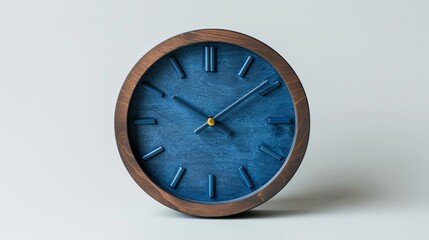 On white background, blue clock 11.50 am stands out. Minimal design.