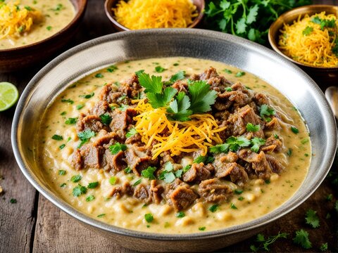 Steaming halim, a traditional dish of South Asia.