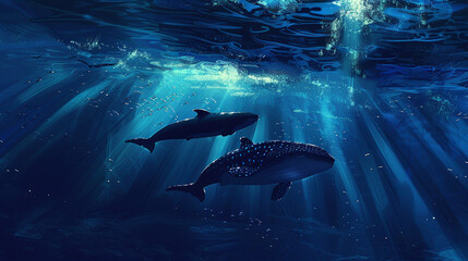 World Ocean day. Underwater Serenity with Marine Life