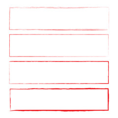 Hand drawn heart frames and stamps. Grange red brush painting isolated on white background. set of red brush painted ink stamp frames with place for your design element 11