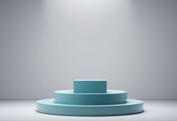 Obraz premium Stepped luxury stage podium with white background for product display presentation in 3d render for flyer , banners, posters, leaflets and brochures advertising