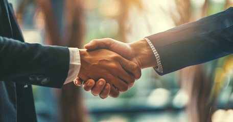 Business guys giving a high-five to their partner, saying hi, sealing the deal, joining forces, and collaborating. All about business, finance, User
Businessmen making handshake  - obrazy, fototapety, plakaty