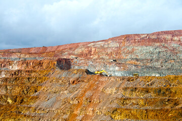 excavator working in a copper mine