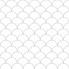 Scallops pattern the grey semicircle seamless pattern looks like a fish scale on white background, Vector Repeating Texture
