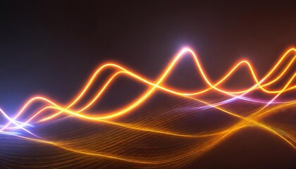 Obraz premium Abstract background with glowing neon lights in pulse shaped line