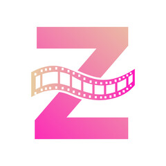 Letter Z with Films Roll Symbol. Strip Film Logo For Movie Sign and Entertainment Concept
