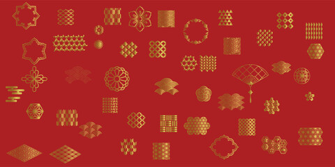 Asian cloud set. Traditional cloudy ornaments in chinese, korean and japanese oriental style. Set of vector decoration retro elements. 