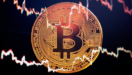 Bitcoin Stock Growth. Chart shows a strong increase in the price of bitcoin.