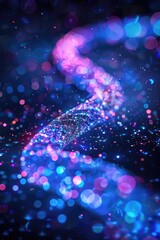 A blue and purple swirl of light and dark blue and purple dots