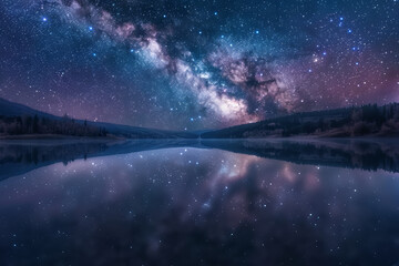 Naklejka premium A beautiful night sky with a large milky way