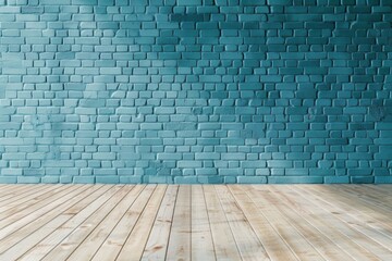 only color brick wall and wooden floor background
