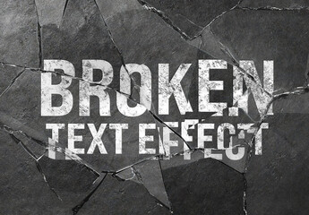 Broken Glass On Concrete Text Effect Mockup. Generative Ai - obrazy, fototapety, plakaty