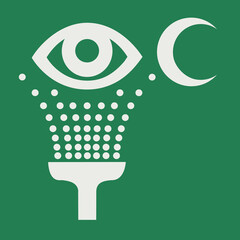SAFETY CONDITION SIGN PICTOGRAM, EYEWASH STATION WITH CRESCENT MOON, ISO 7010 – E011