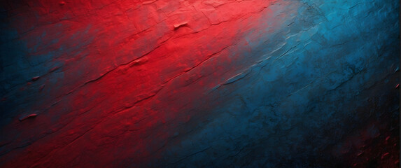 Dramatic red and blue lighting dividing a textured wall, symbolizing contrast and duality The image conveys a strong emotion